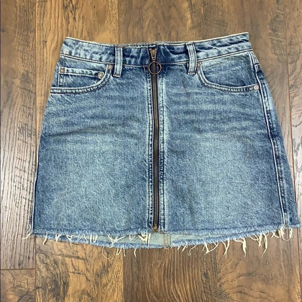 Free People Zip It Up Denim Mini Skirt